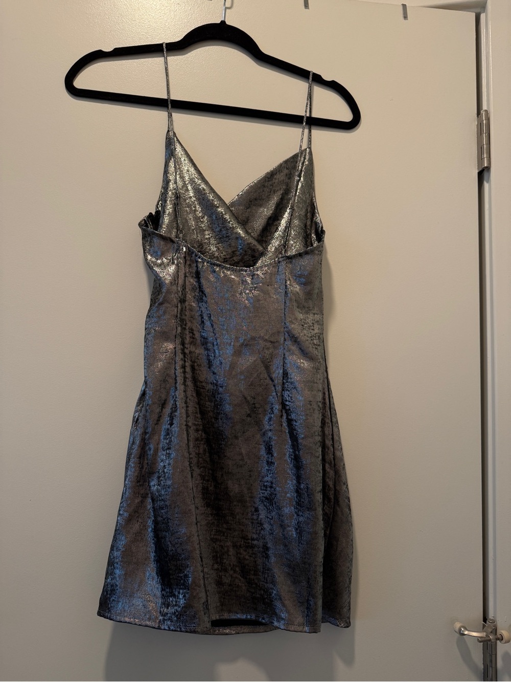 Silver Cowl Neck Mini Slip Dress - Picture 6 of 7